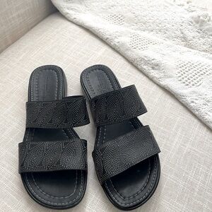 Timberland Black Leather Slide Sandals